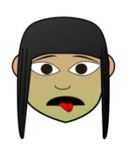Clipart Kind mit grünem Gesicht