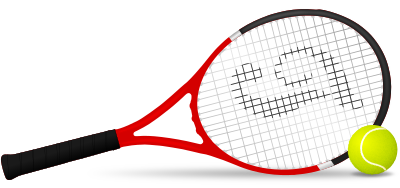 Comic Tenisschläger und Ball