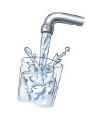 Clipart Wasser fließt aus einem Hahn in ein Glas
